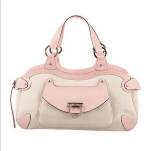 Salvatore Ferragamo Cipria Pebble Calf Handle Bag